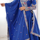 Rajwada Royal Blue Silk Blend Embroidered Semi-Stitched lehenga For Women