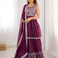 Rajwada Wine Georgette Embroidered Stitched Kurta Set For Women