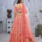Rajwada Pink Organza Embellished Semi-Stitched Lehenga With Unstitched Blouse For Women