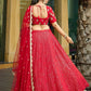 Rajwada Red Georgette Embroidered Semi-Stitched Lehenga For Women