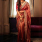 Rajwada Red Banarasi Crush Embellished Saree For Women