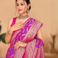 Rajwada Pink And Blue Woven Banarasi Silk Saree With Unstitched Blouse for Women