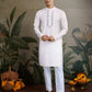 Rajwada White Silk Blend Embellished Kurta For Men
