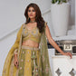 Rajwada Yellow Georgette Tissue Embroidered Semi-Stitched Lehenga For Women