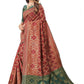 Rajwada Maroon Silk Blend Embellished Saree For Women