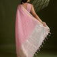 Rajwada Pink Silk Blend Woven Checked Saree For Women