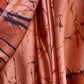 Rajwada Peach Satin Printed Saree With Unstitched Blouse For Women