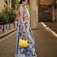 Rajwada Dark Blue Organza Woven Saree With Unstitched Blouse For Women