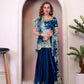 Rajwada Teal Blue Jimmy Choo Embellished Saree For Women