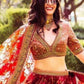 Rajwada Maroon Organza Printed Semi-Stitched lehenga For Women