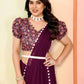 Rajwada Wine Georgette Plain Saree For Women