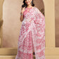 Rajwada Pink And White Cotton Linen Zari Work Saree For Women