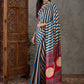 Rajwada Sky Blue And White Silk Blend Printed Elegant Saree For Women