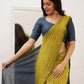 Rajwada Mustard Cotton Blend Solid Saree For Women