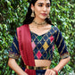 Rajwada Women Dark Blue Silk Embroidered Semi Stitched Lehenga With  Unstitched Blouse