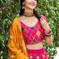 Rajwada Women Magenta Silk Embroidered Semi Stitched Lehenga With  Unstitched Blouse