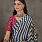 Rajwada Sky Blue And White Silk Blend Printed Elegant Saree For Women