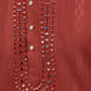 Rajwada Rust Orange Viscose Rayon Embellished Stitched Kurta For Men