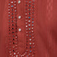 Rajwada Rust Orange Viscose Rayon Embellished Stitched Kurta For Men