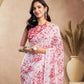 Rajwada Pink And White Cotton Linen Zari Work Saree For Women