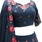 Rajwada Women Teal Blue Georgette Embroidered Semi Stitched Lehenga With  Unstitched Blouse