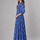 Blue Polyester Blend Printed Dress