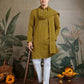 Rajwada Mustard Viscose Rayon Embellished Stitched Kurta For Men