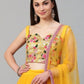Rajwada Yellow Net Embroidered Semi-Stitched lehenga For Women