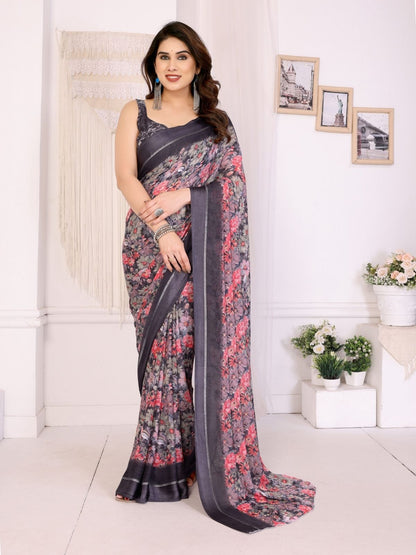 Rajwada Multicolor Georgette Printed Saree For Women