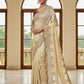 Rajwada Off White Silk Blend Embellished Solid Saree For Women