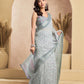 Rajwada Grey Cotton Linen Zari Work Saree For Women