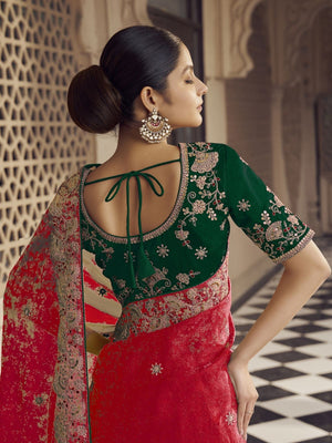 Rajwada Pink Jacquard Embroidered Elegant Saree For Women