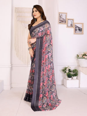 Rajwada Multicolor Georgette Printed Saree For Women
