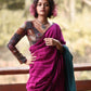Rajwada Magenta Cotton Blend Solid Saree For Women
