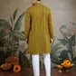 Rajwada Mustard Viscose Rayon Embellished Stitched Kurta For Men