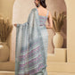 Rajwada Grey Cotton Linen Zari Work Saree For Women