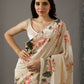 Rajwada Cream Georgette Floral Print Saree For Women
