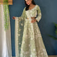 Rajwada Light Green Net Embroidered Semi-Stitched lehenga For Women