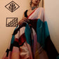 Rajwada Multicolor Satin Printed Saree With Unstitched Blouse For Women