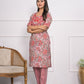 Rajwada Pink Chanderi Embroidered And Printed Stitched Kurta Set Without Dupatta For Women