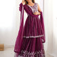 Rajwada Wine Georgette Embroidered Stitched Kurta Set For Women