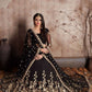 Rajwada Black Silk Blend Embroidered Semi-Stitched lehenga For Women