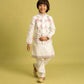 Rajwada White Viscose Silk Embroidered Stitched Kurta Set For Kids