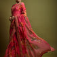 Rajwada Pink Georgette Embroidered Printed Saree For Women