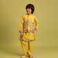 Rajwada Yellow Viscose Silk Embroidered Stitched Kurta Set For Kids