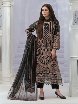 Rajwada Peach Georgette Embroidered Semi-Stitched Kurta Set For Women