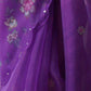 Rajwada Purple Organza Printed Saree With Unstitched Blouse For Women