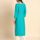 Rajwada Turquoise Rayon Embroidered Kurti For Women