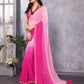 Rajwada Pink Georgette Lace Work Saree With Unstitched Blouse For Women