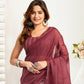 Rajwada Dark Mauve Cotton Linen Zari Work Saree For Women